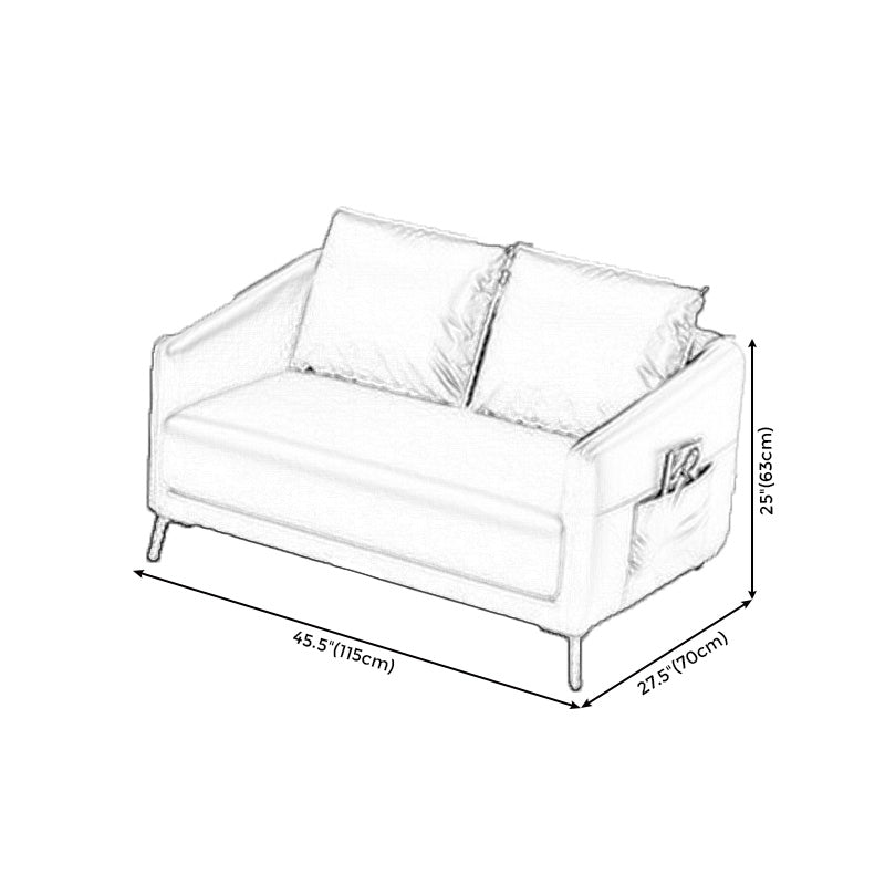 Zeitgenössischer Standardtuxedo Arm Loveat Leder Loveseat mit Kissen