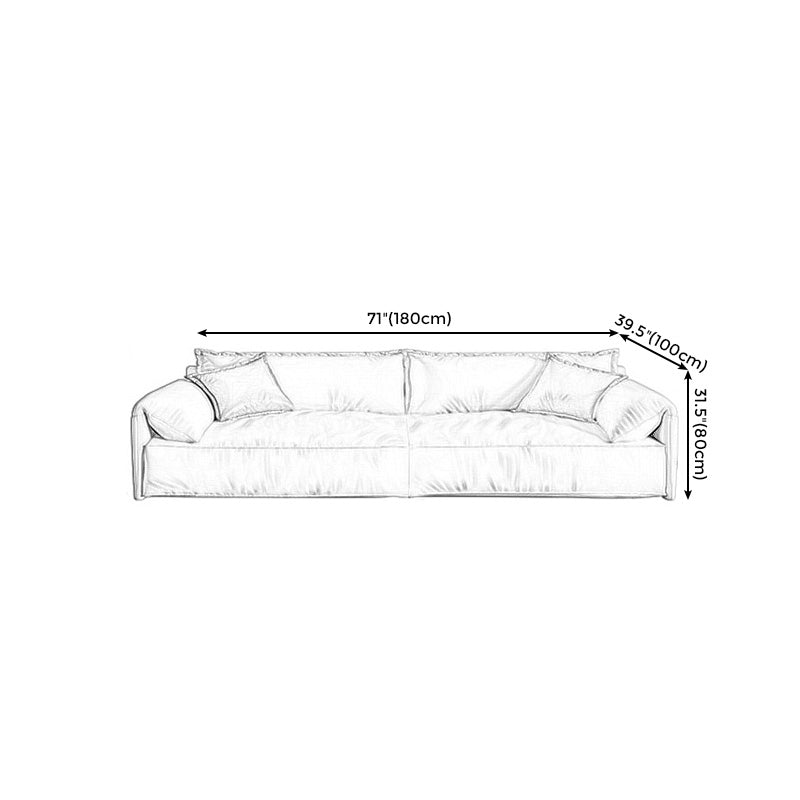 Square Armrest Latex Sponge Seat Filled with Pine Base Rectangular Sofa