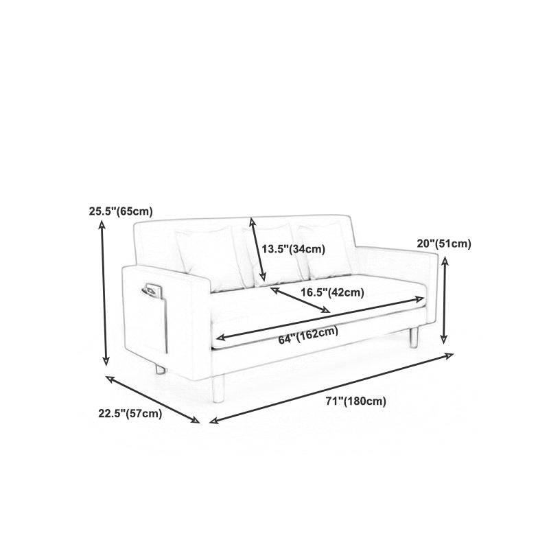Scandinavian Tight Back Sofa with Storage and Square Arm 65H