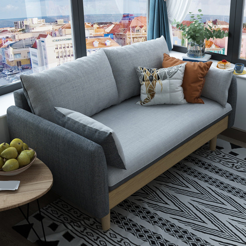 Linen Loose Back Sofa 29.92" High 3-Seat Square Arm Loveseat