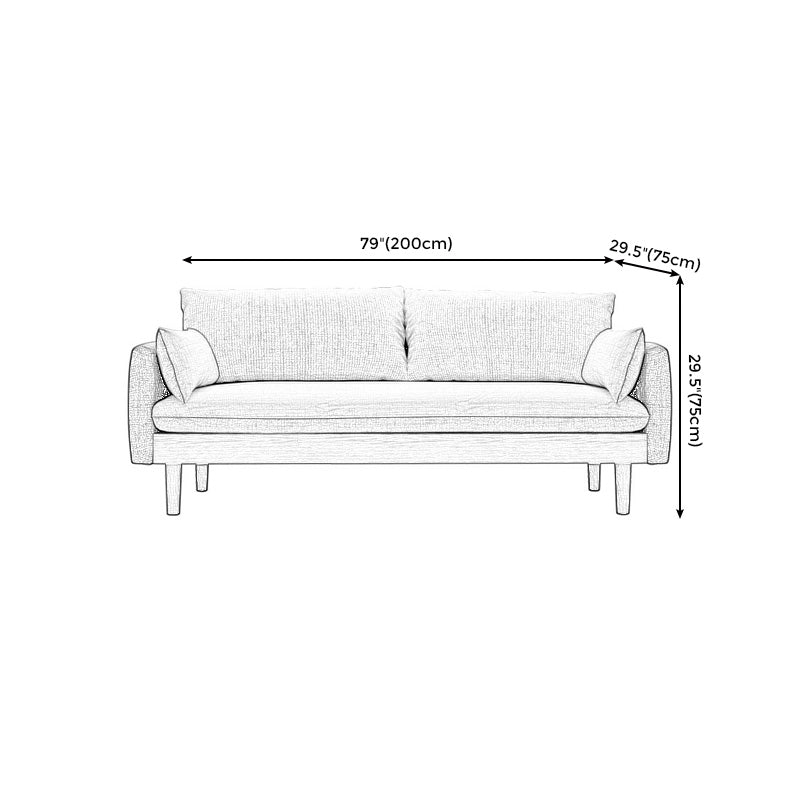 Linen Loose Back Sofa 29.92" High 3-Seat Square Arm Loveseat