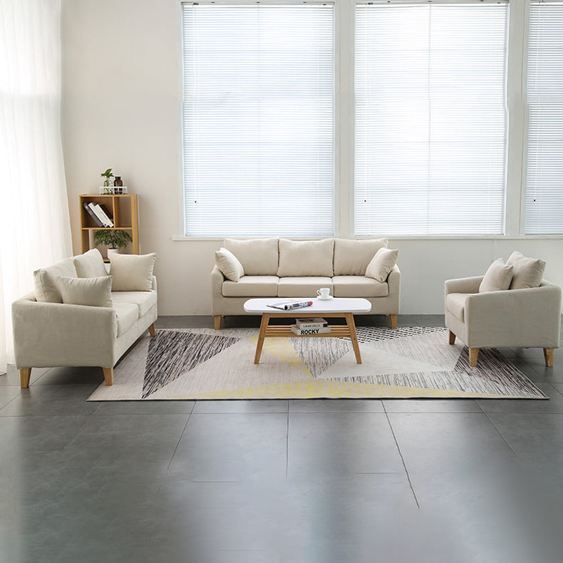 Scandinavian Pillow Top Arm Sofa with Sewn Pillow Back for Apartment