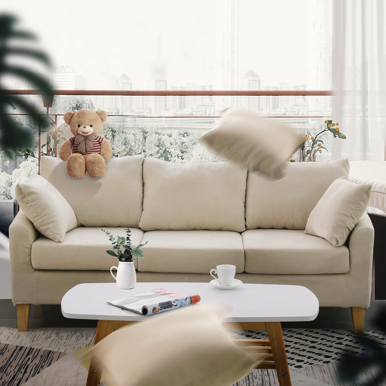 Scandinavian Pillow Top Arm Sofa with Sewn Pillow Back for Apartment