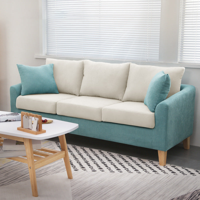 Scandinavian Pillow Top Arm Sofa with Sewn Pillow Back for Apartment