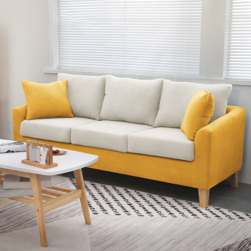 Scandinavian Pillow Top Arm Sofa with Sewn Pillow Back for Apartment