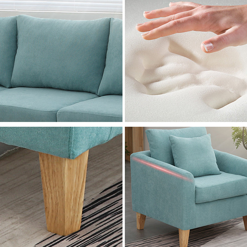 Scandinavian Pillow Top Arm Sofa with Sewn Pillow Back for Apartment
