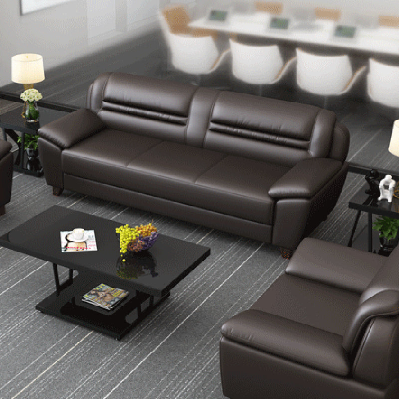 Modern Leather Match Pillow Top Arm Sewn Pillow Back Sofa for Living Room
