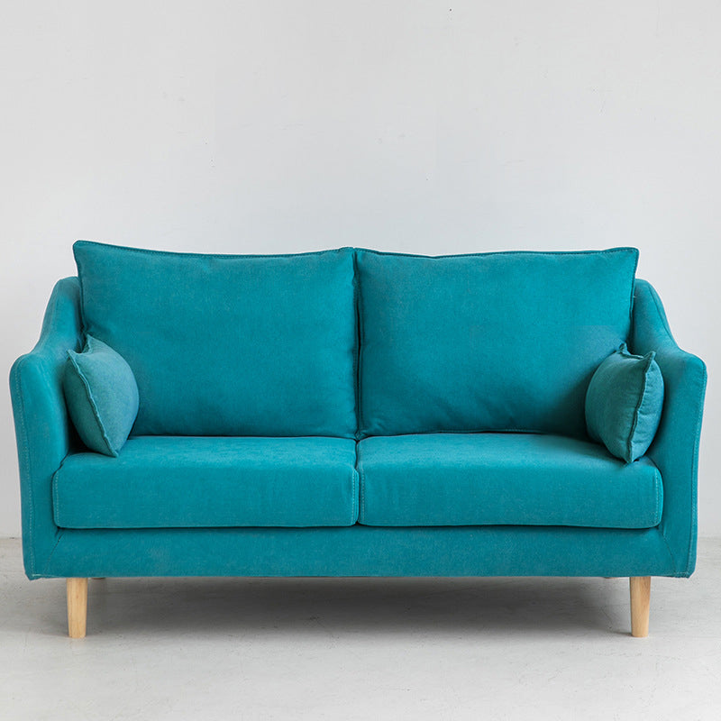 Scandinavian Loose Back Sofa 27.17" H Square Arm Slipcovered Loveseat