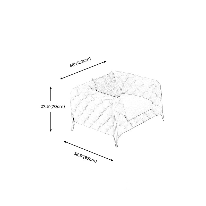 27.95"H Contemporary Glam Leather Beige Tuxedo Arm Sofa For Living Room