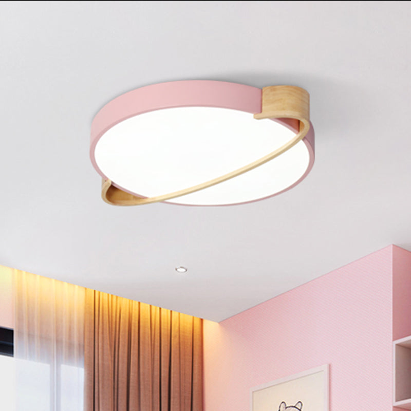 12 "/16" /19.5 " Dia Nordic Round Massimale Lampada Metallo Rosa / Giallo / Verde LED Flush Mount Light per Bedroom in Warm / White