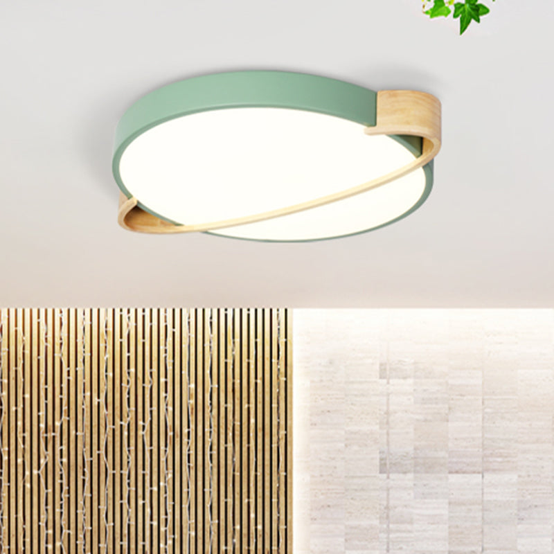 12 "/16" /19.5 " Dia Nordic Round Massimale Lampada Metallo Rosa / Giallo / Verde LED Flush Mount Light per Bedroom in Warm / White