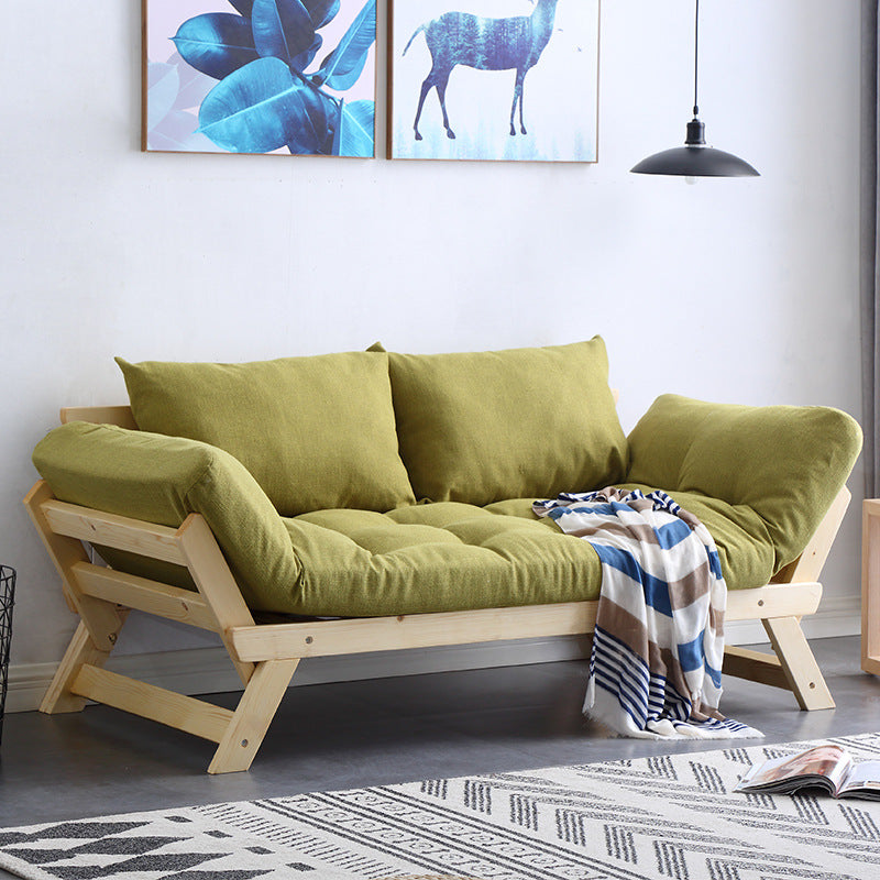 Modern Wood and Fabric Sofa Convertible Flared Arm Sofa for Living Room