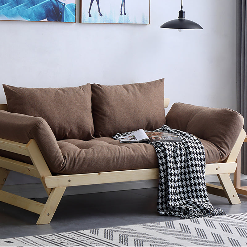 Modern Wood and Fabric Sofa Convertible Flared Arm Sofa for Living Room