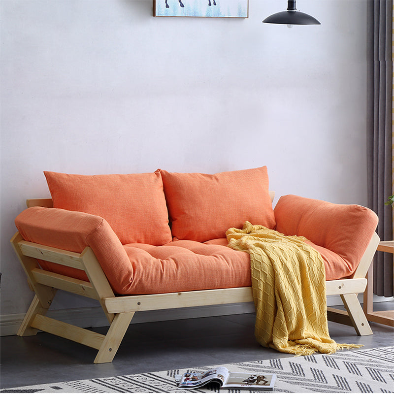 Sofá moderno de brazo acampanado convertible de madera y tela para sala de estar para sala de estar