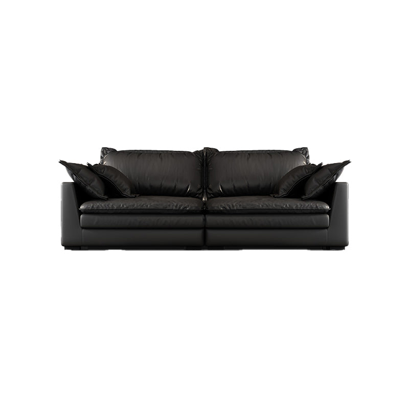 Zwarte vlekbestendige hedendaagse faux lederen vierkante armbank met bolster kussens