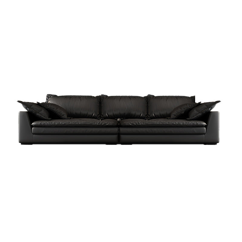 Zwarte vlekbestendige hedendaagse faux lederen vierkante armbank met bolster kussens