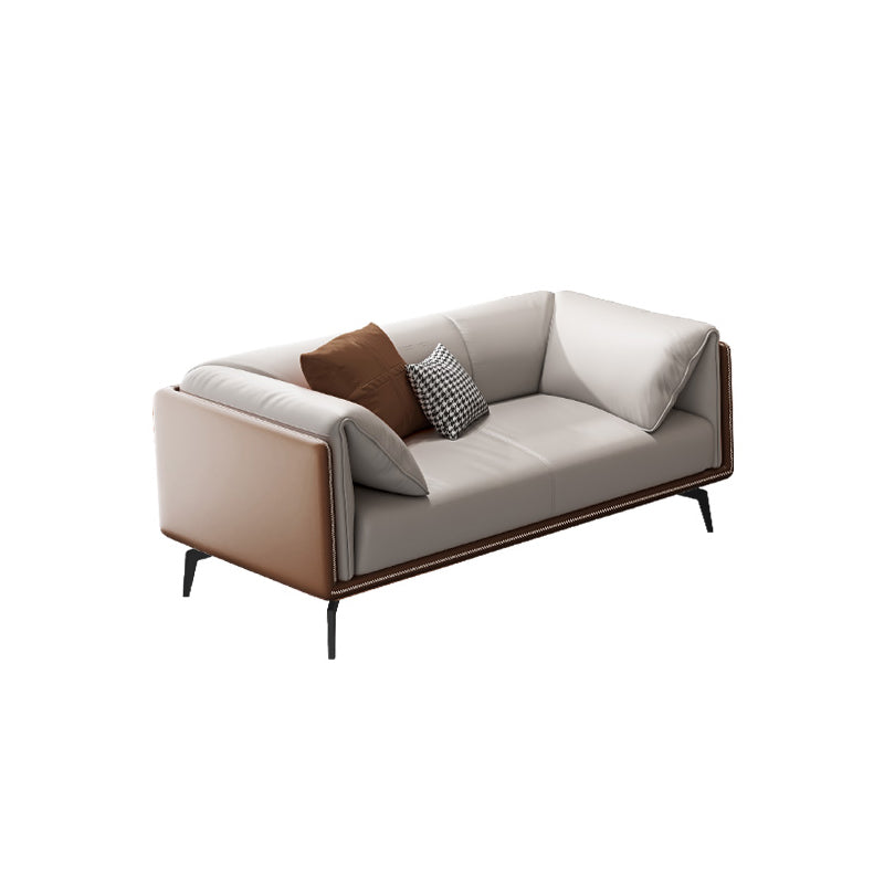 Contemporary Genuine Leather Pillow Top Arm Sofa for Living Room, Apartment