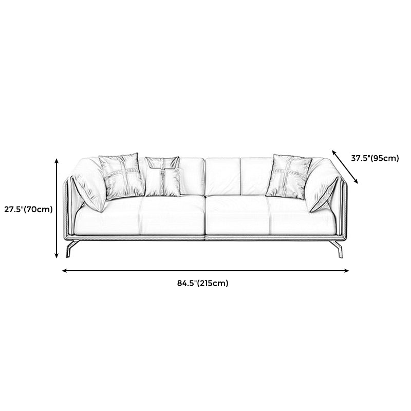 Contemporary Genuine Leather Pillow Top Arm Sofa for Living Room, Apartment