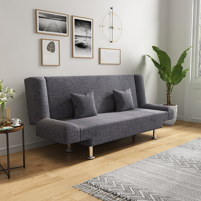 75"Modern Linen Recessed Arm Foldable Convertible Sleeper Sofa
