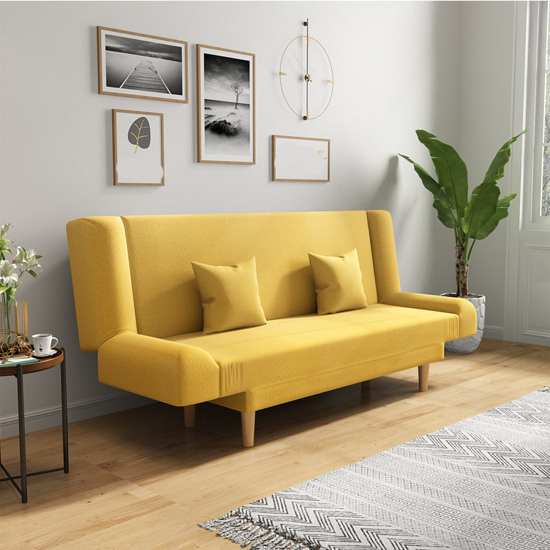 75"Modern Linen Recessed Arm Foldable Convertible Sleeper Sofa