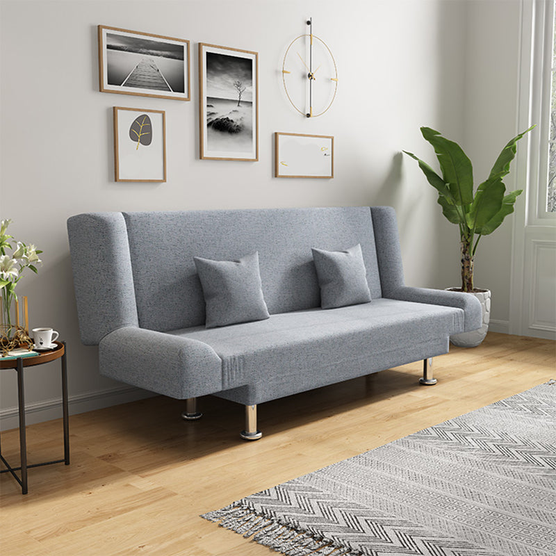 75"Modern Linen Recessed Arm Foldable Convertible Sleeper Sofa