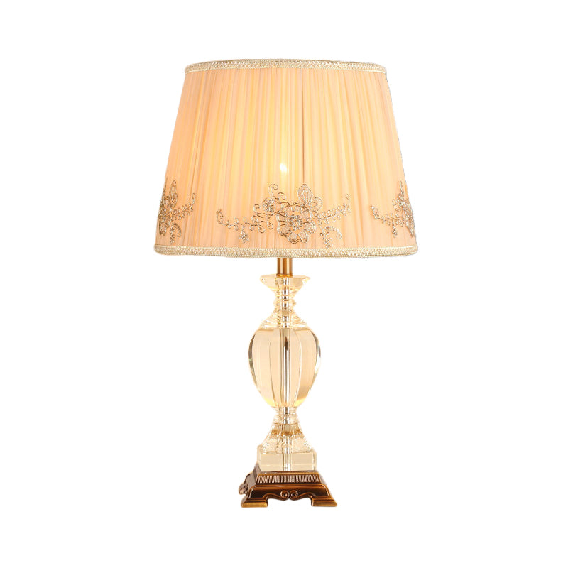 Modernisme Curbe Task Task Light Cutt Crystal 1 Bulbe petite lampe de bureau en beige