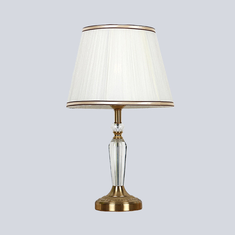 Lampada da tavolo con paralume a botte Modernista in tessuto 1 testa Lampada da lettura bianca per soggiorno