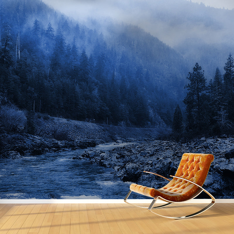 Washable Stain Resistant Mural Wallpaper Mountain Illustration Indoor Wall Mural