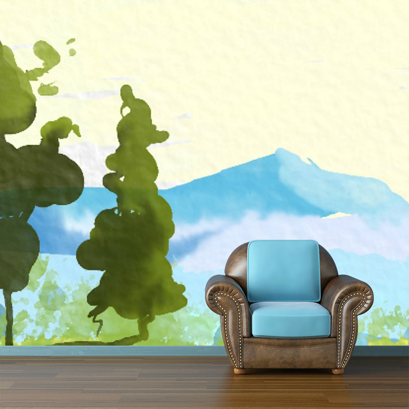 Illustration Stain Resistant Wall Mural Wallpaper Mountain Sitting Room Wall Mural