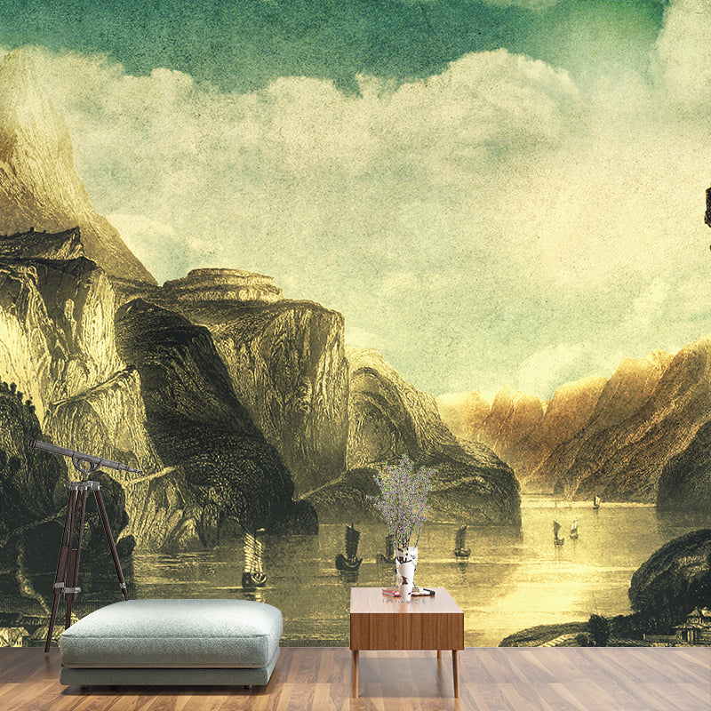 Illustration Wall Mural Wallpaper Mountain Sitting Room Wall Mural