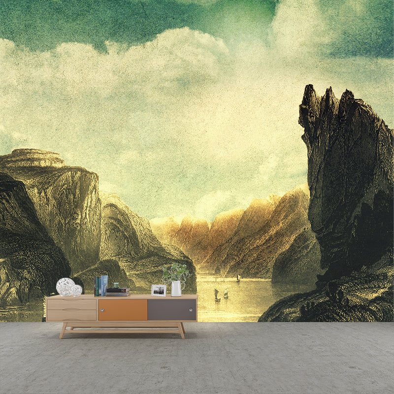 Illustration Wall Mural Wallpaper Mountain Sitting Room Wall Mural