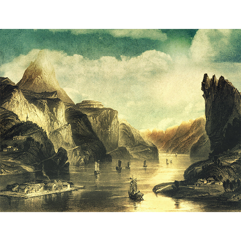 Illustration Wall Mural Wallpaper Mountain Sitting Room Wall Mural