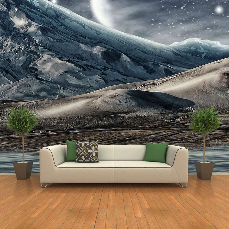 Modern Style Wall Mural Wallpaper Mountain Illustration Sitting Room Wall Mural