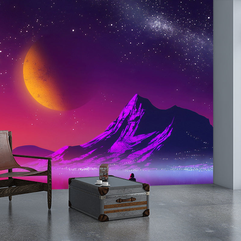 Modern Style Wall Mural Wallpaper Mountain Illustration Sitting Room Wall Mural