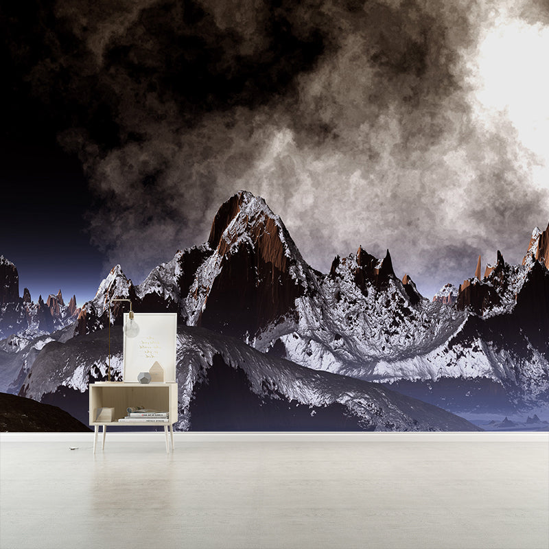 Modern Style Wall Mural Wallpaper Mountain Illustration Sitting Room Wall Mural