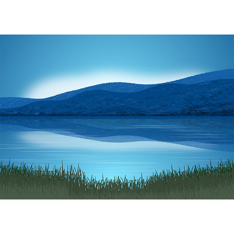 Environment Friendly Resistant Wallpaper Mountain Illustration Sleeping Room Wall Mural