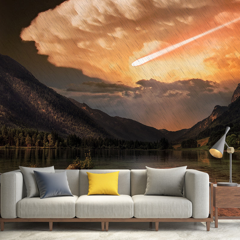 Mountain Illustration Mildew Resistant Mural Wallpaper Living Room Wall Mural