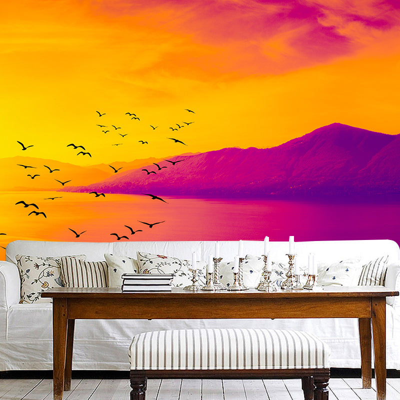 Mountain Illustration Mildew Resistant Mural Wallpaper Living Room Wall Mural