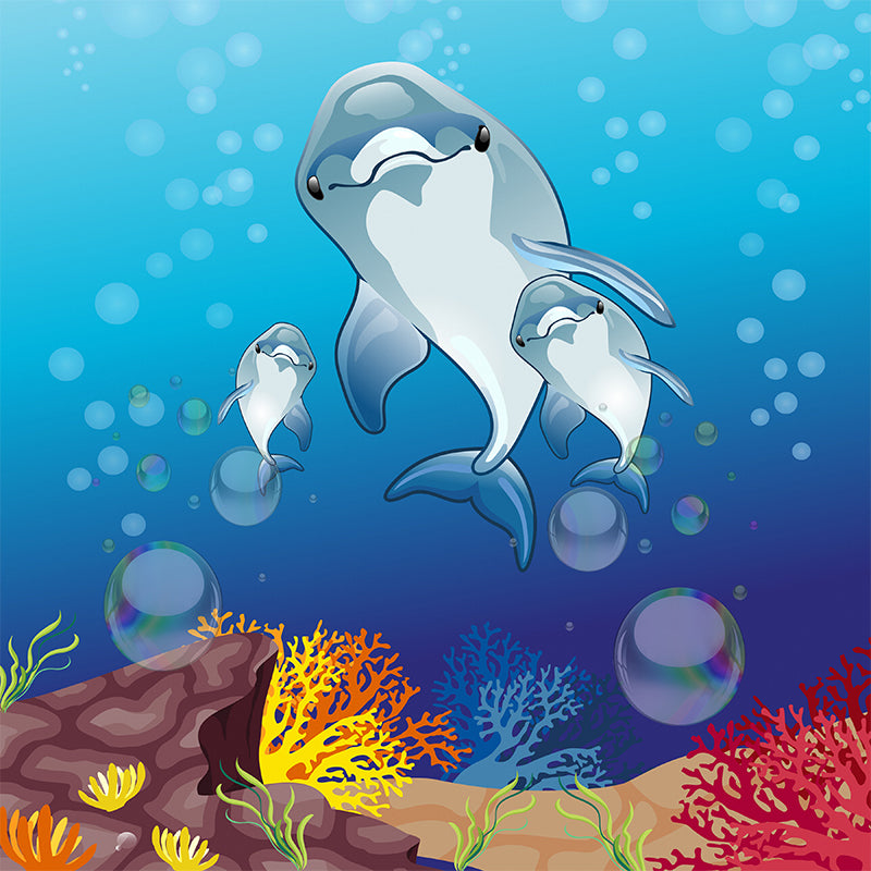 Modern Illustration Mural Wallpaper Sea World Living Room Wall Mural