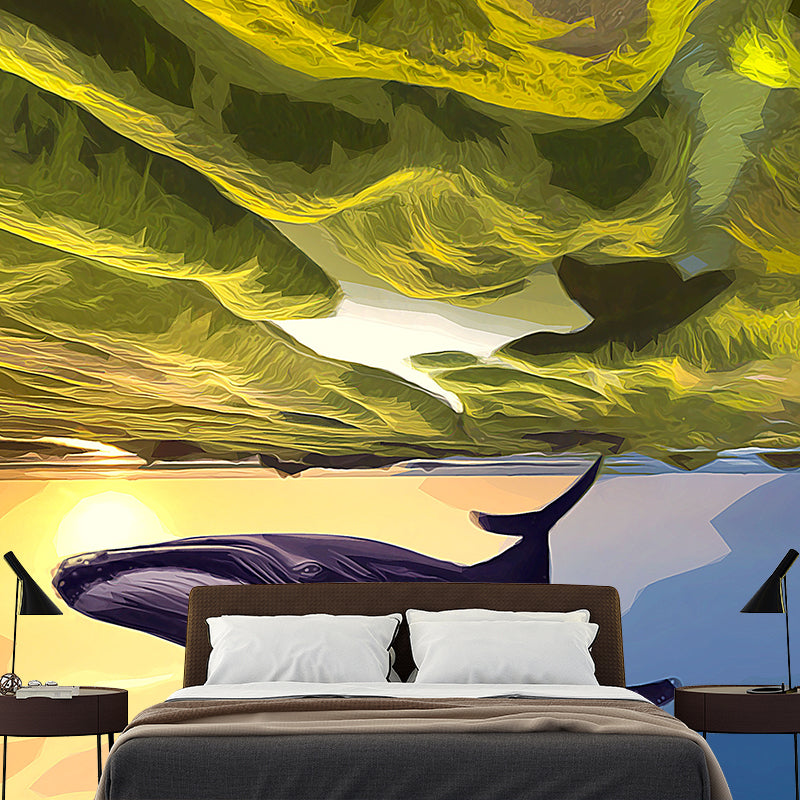 Sea World Illustration Mural Wallpaper Environment Friendly Living Room Wall Mural