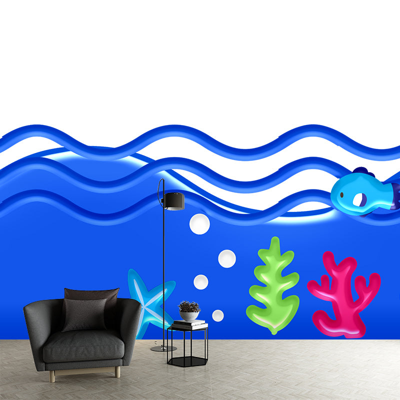 Illustration Stain Resistant Mural Wallpaper Sea World Indoor Wall Mural
