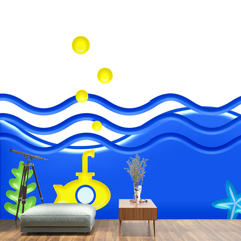 Illustration Stain Resistant Mural Wallpaper Sea World Indoor Wall Mural