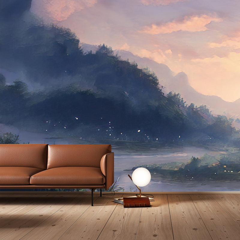 Mountain Illustration Mural Wallpaper Decorative Bedroom Wall Mural