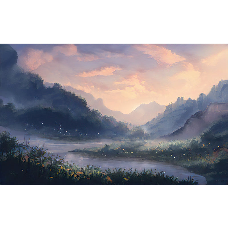 Mountain Illustration Mural Wallpaper Decorative Bedroom Wall Mural