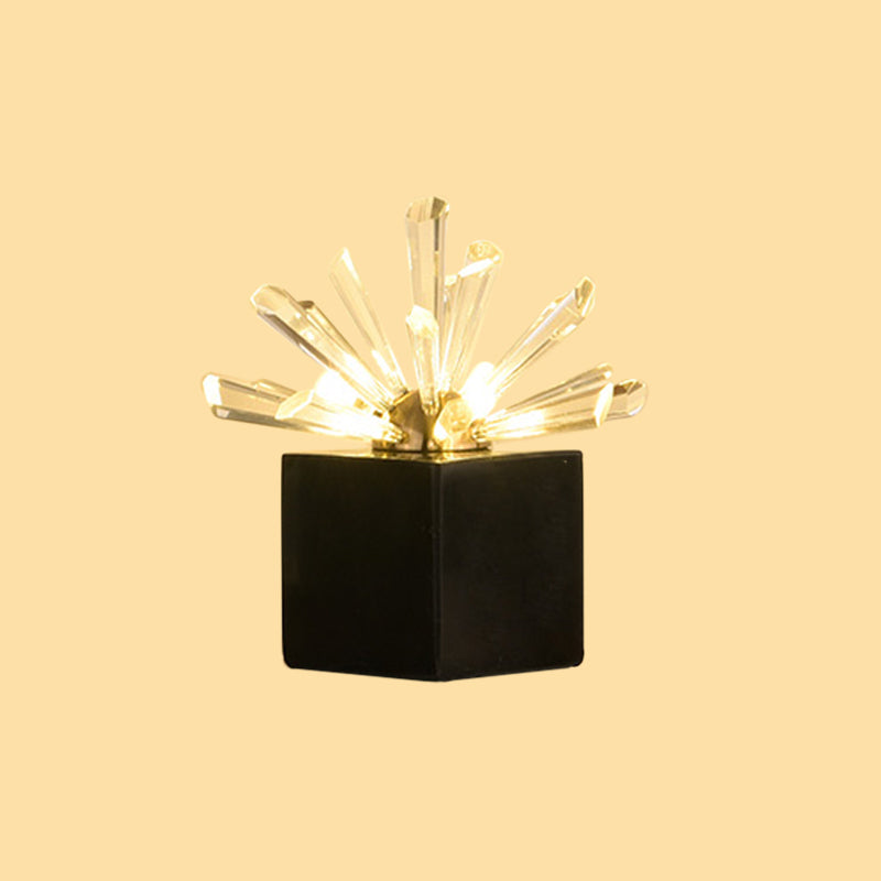Luz de tarea cónica Simplicidad Biselada Cristal 3 cabezas Lámpara de mesita de noche en negro para dormitorio