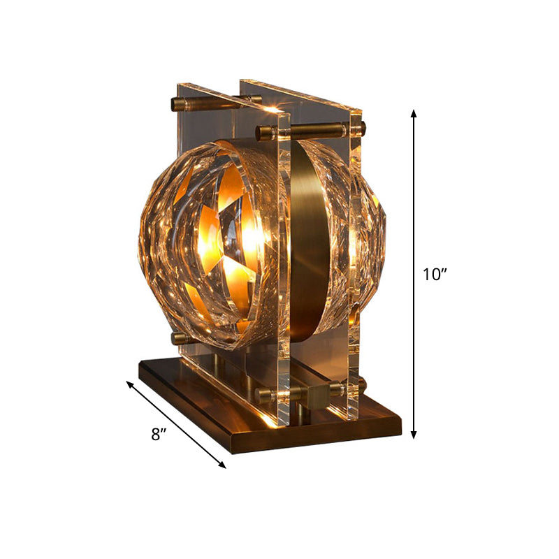 1 table de chevet de tête Lumière de bureau en or moderne avec ombre en cristal de coupe à main ovale