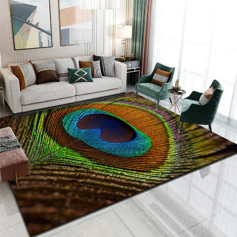 Gray Modern Rug Polyester Feather Rug Non-Slip Backing Rug for Drawing Room