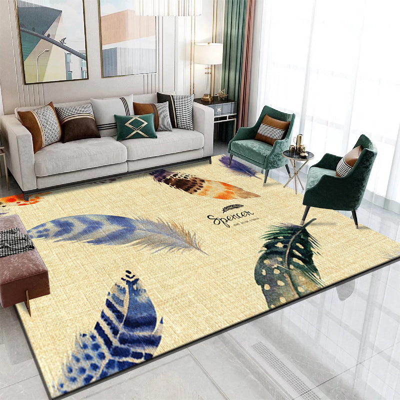 Gray Modern Rug Polyester Feather Rug Non-Slip Backing Rug for Drawing Room