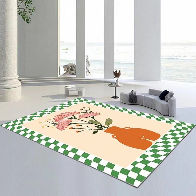 Grün moderner Teppich Polyester Pflanze Indoor -Teppich Färbung widerstandsfähiger Teppich für Wohnkultur