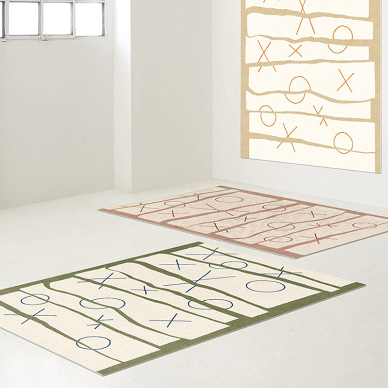 Green Modern Rug Polyester Abstract Pattern Rug Washable Rug for Living Room